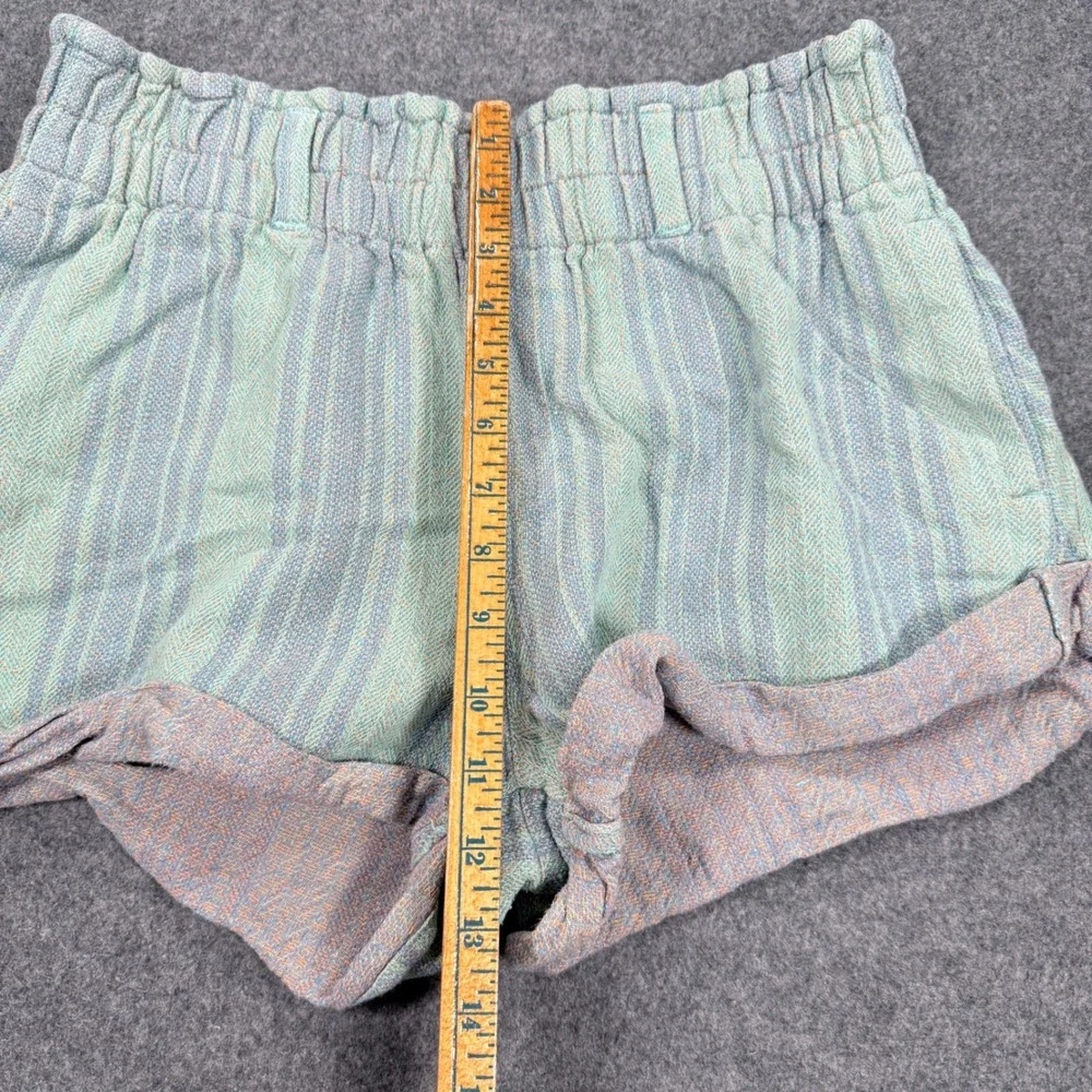Free People Striped Paperbag Waist Shorts Mint Green Blue OB1921255 Medium